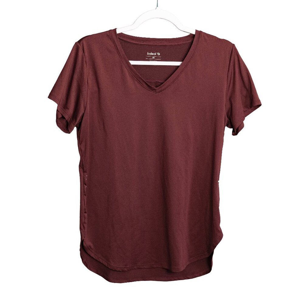 SALE Baleaf Maroon Athletic Short Sleeve - Ruched Sides - Size Medium